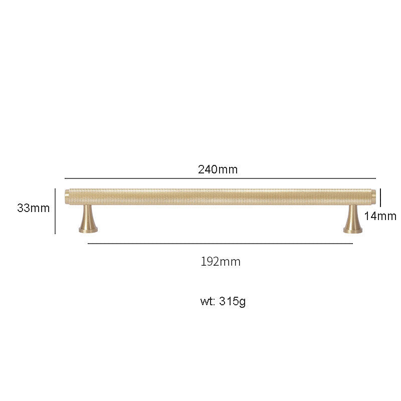 KANA Solid Knurled Brass Cabinet Handle