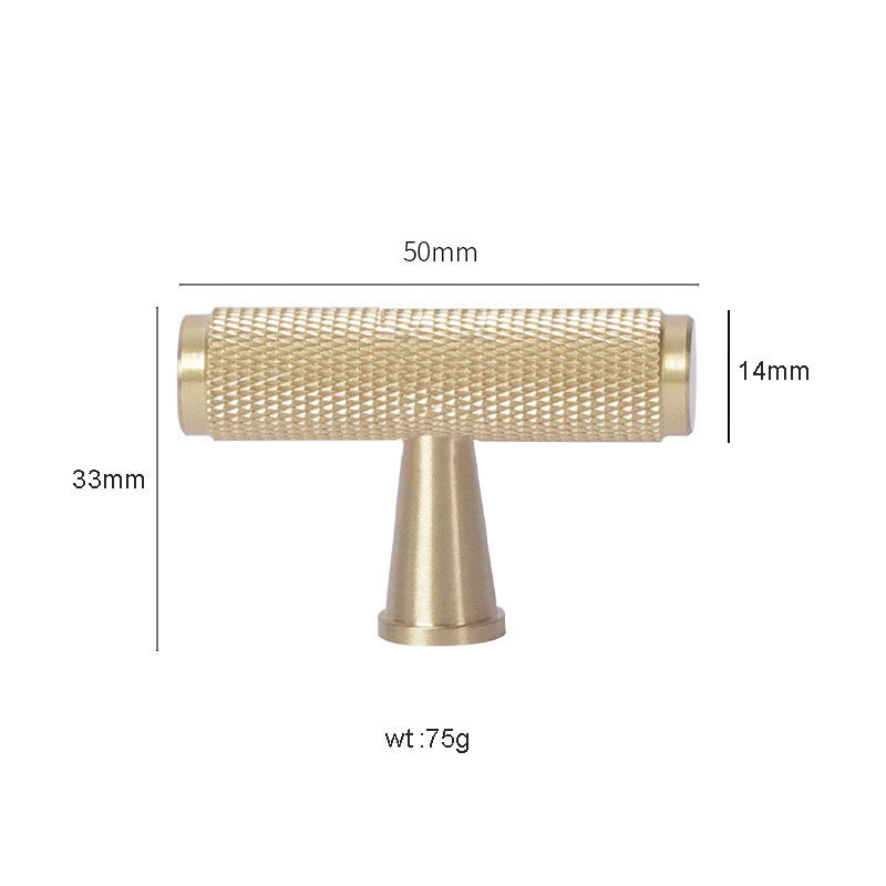 KANA Solid Knurled Brass Cabinet Handle