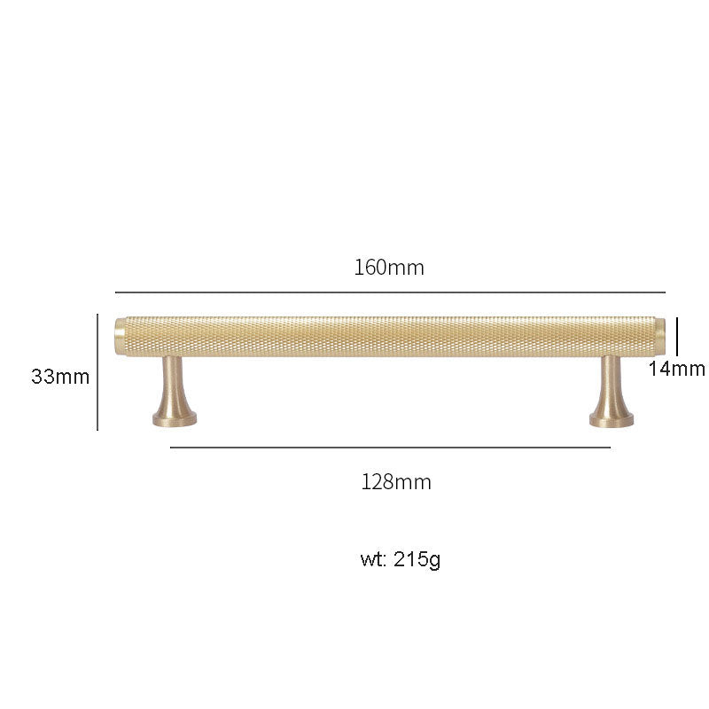 KANA Solid Knurled Brass Cabinet Handle