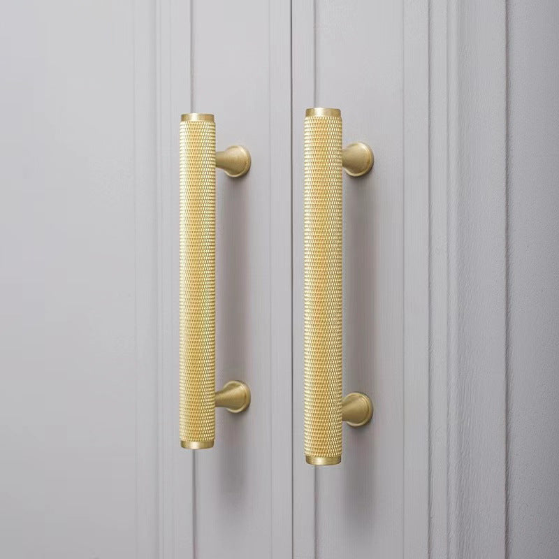 KANA Solid Knurled Brass Cabinet Handle