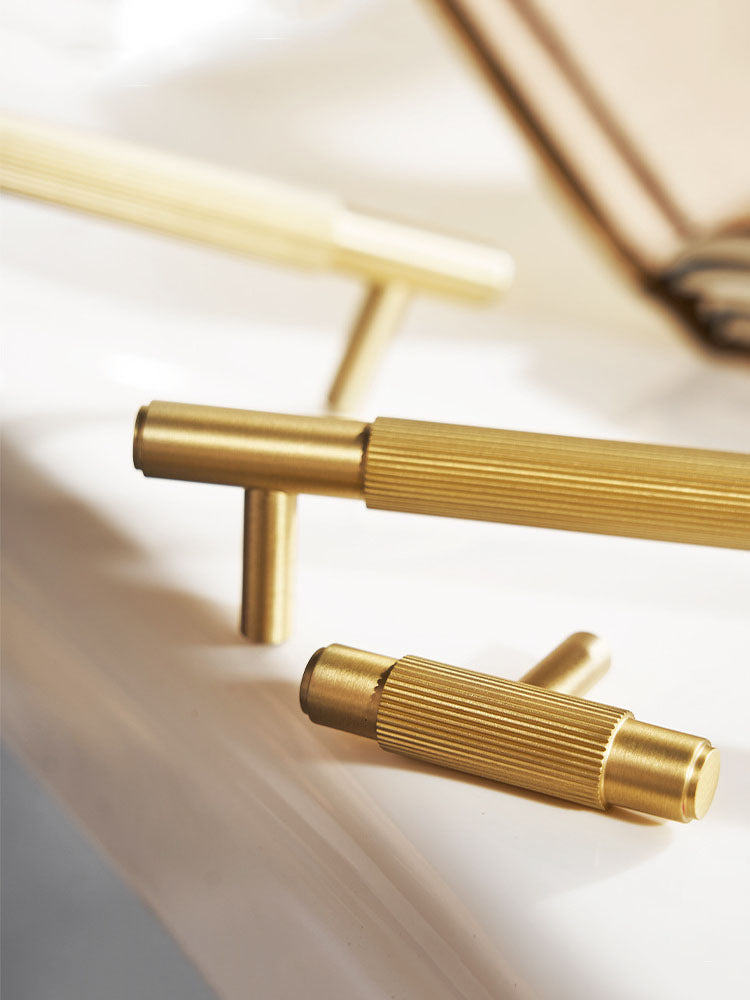 TIANA Vertical Line Brass Handles and Knob-14mm