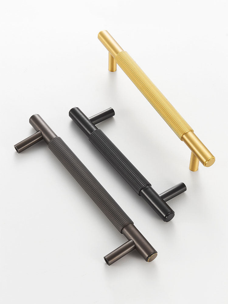 TIANA Vertical Line Brass Handles and Knob-14mm