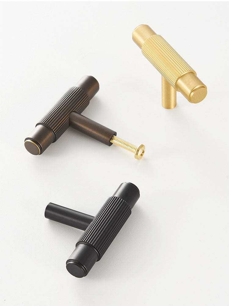 TIANA Vertical Line Brass Handles and Knob-14mm