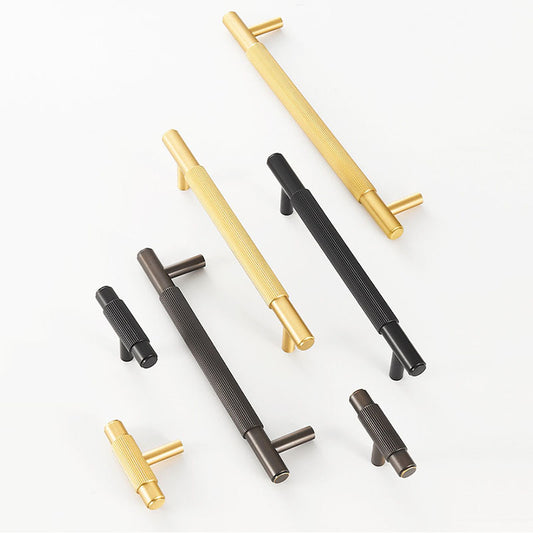 TIANA Vertical Line Brass Handles and Knob-14mm