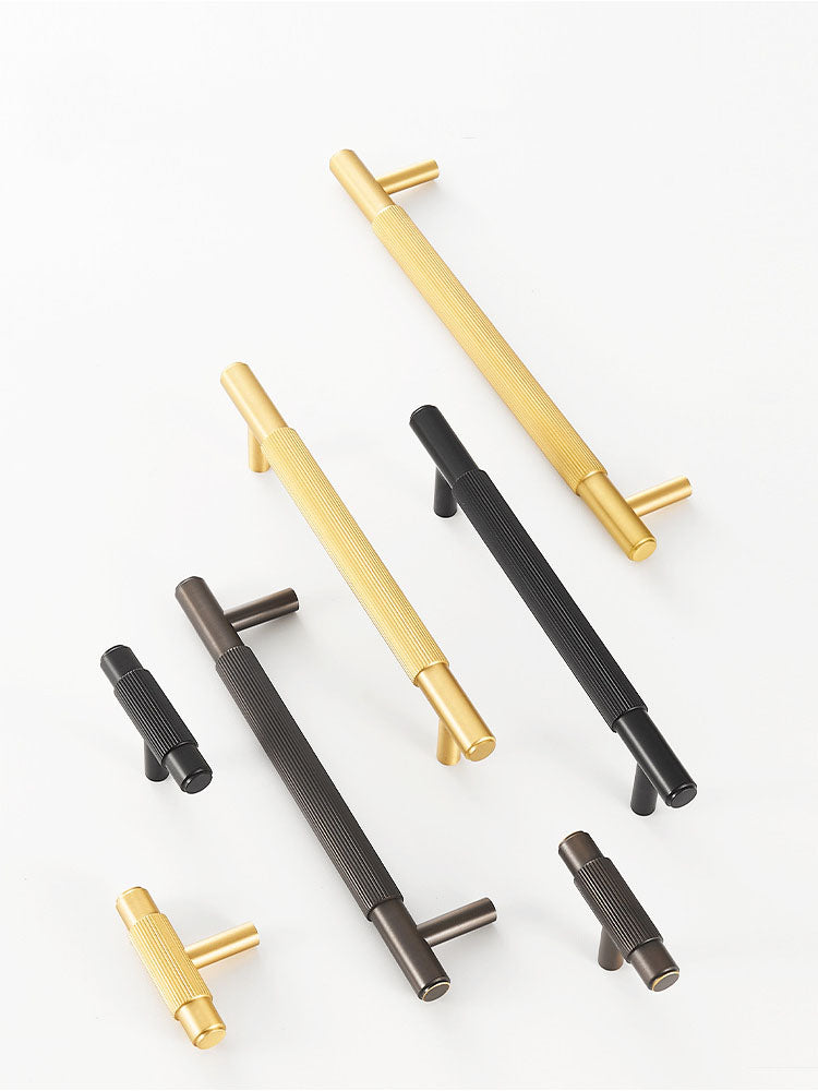 TIANA Vertical Line Brass Handles and Knob-14mm