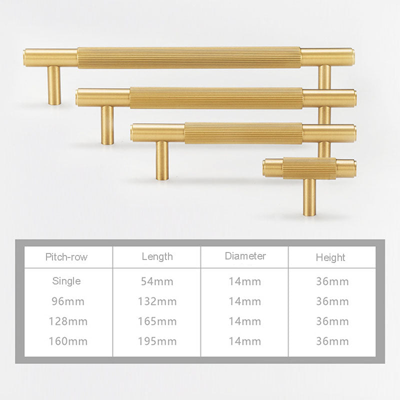 TIANA Vertical Line Brass Handles and Knob-14mm