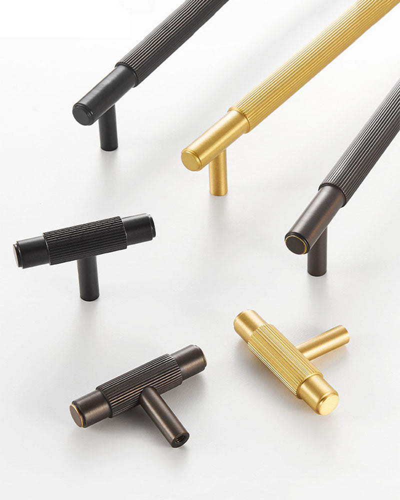 TIANA Vertical Line Brass Handles and Knob-14mm