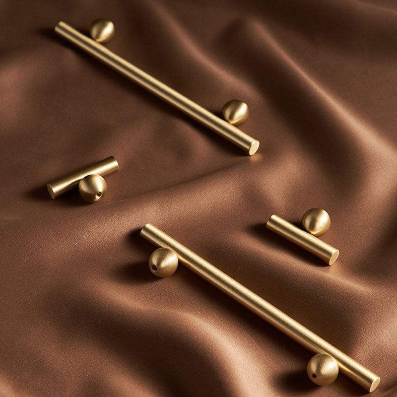 TS2013 Satin Gold Brass Handles with Balls