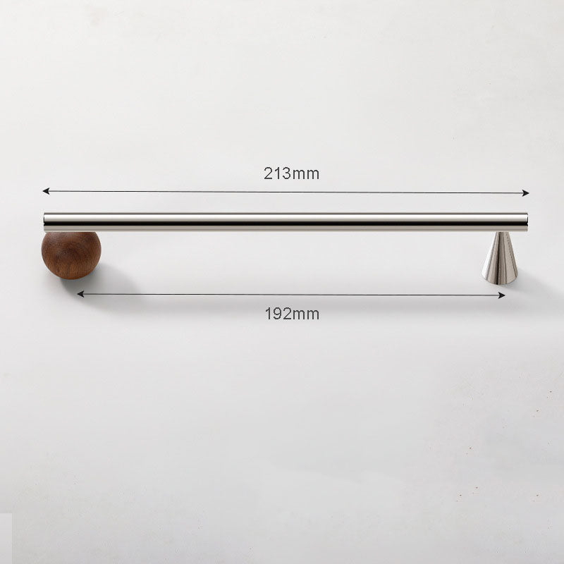 WODE Brass & Walnut Wood Cabinet Pulls, Solid Wood & Chrome Brass Drawer Pull Knobs for Kitchen Cupboard Wardrobe Dresser