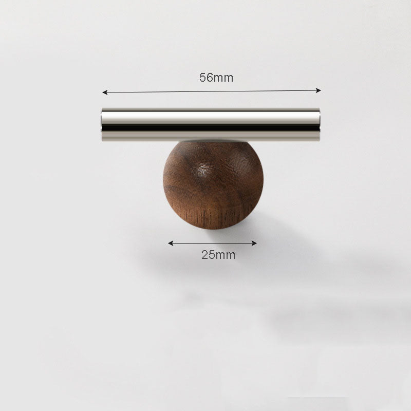 WODE Brass & Walnut Wood Cabinet Pulls, Solid Wood & Chrome Brass Drawer Pull Knobs for Kitchen Cupboard Wardrobe Dresser