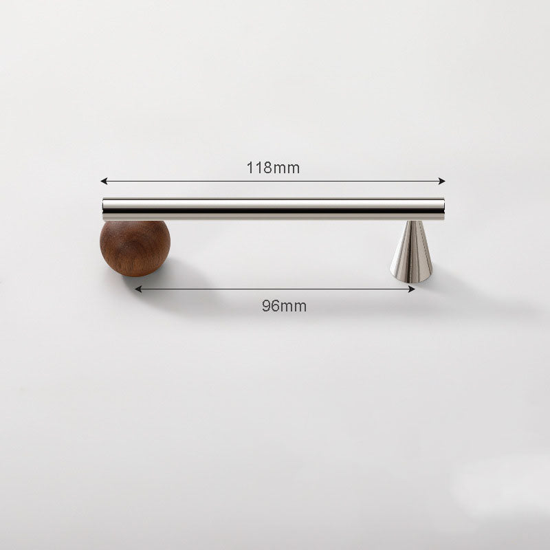 WODE Brass & Walnut Wood Cabinet Pulls, Solid Wood & Chrome Brass Drawer Pull Knobs for Kitchen Cupboard Wardrobe Dresser
