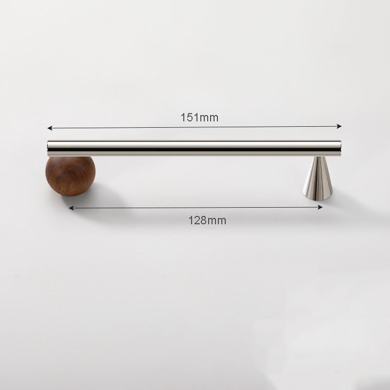 WODE Brass & Walnut Wood Cabinet Pulls, Solid Wood & Chrome Brass Drawer Pull Knobs for Kitchen Cupboard Wardrobe Dresser