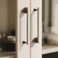 WODE Brass & Walnut Wood Cabinet Pulls, Solid Wood & Chrome Brass Drawer Pull Knobs for Kitchen Cupboard Wardrobe Dresser