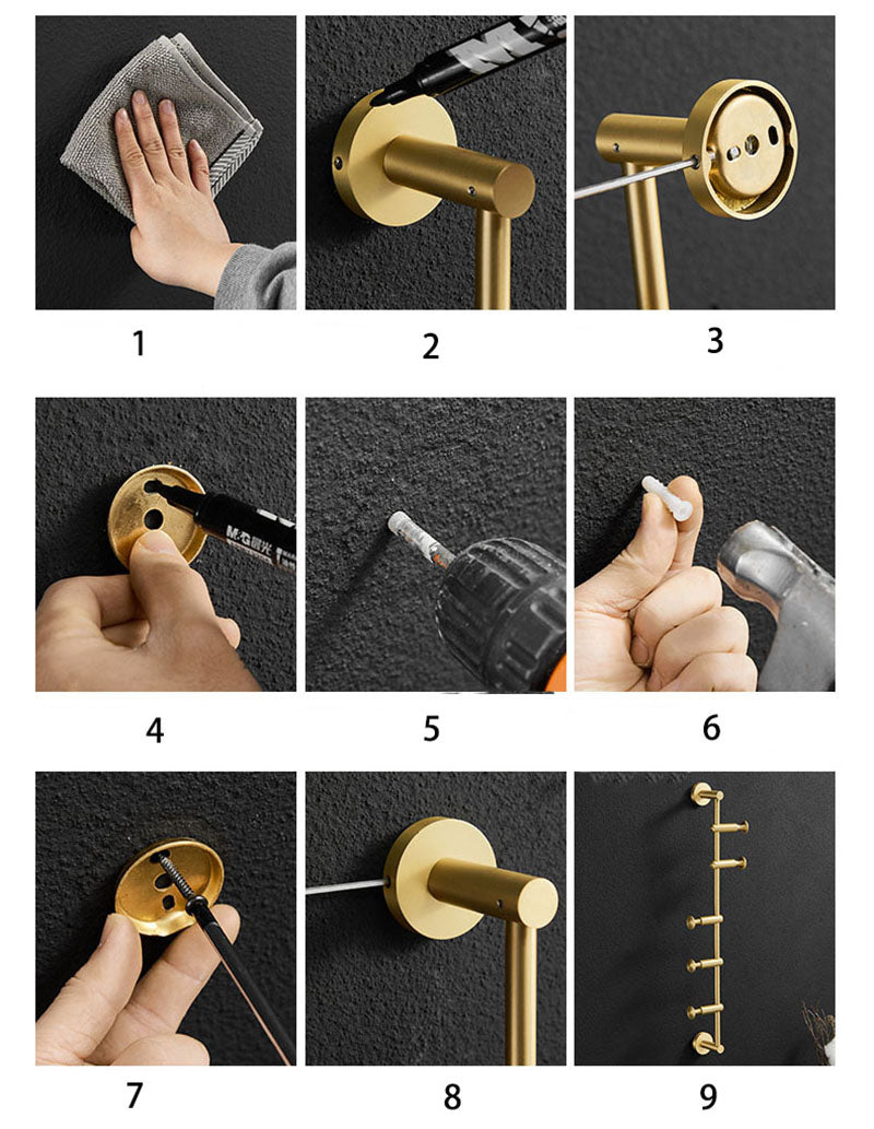 Brushed Gold / Black Brass Bath Hook