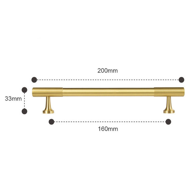 TS9012 Schrankgriff aus Messinggold mit vertikaler Linie